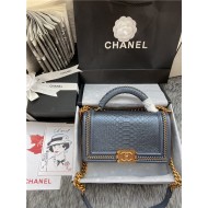 BOY Chanel FLAP BAG WITH HANDLE Python & Gold Metal High