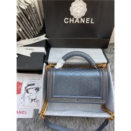 BOY Chanel FLAP BAG WITH HANDLE Python & Gold Metal High