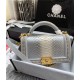 BOY Chanel FLAP BAG WITH HANDLE Python & Gold Metal High