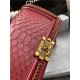 BOY Chanel FLAP BAG WITH HANDLE Python & Gold Metal High