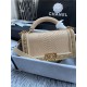 BOY Chanel FLAP BAG WITH HANDLE Python & Gold Metal High