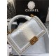 BOY Chanel FLAP BAG WITH HANDLE Python & Gold Metal High