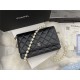 Chanel Wallet on Chain Lambskin Imitation Pearls & Gold-Tone Metal Black High