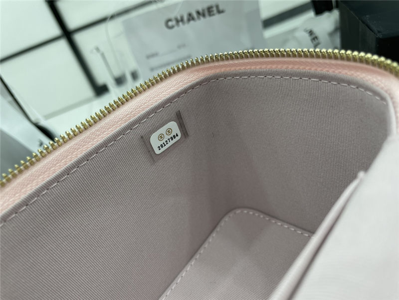 Chanel VANITY WITH CHAIN Lambskin Imitation Pearls & Gold-Tone Metal Pink High