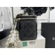 Chanel SMALL VANITY WITH CHAIN Lambskin Imitation Pearls & Gold-Tone Metal Black High