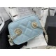 Chanel SMALL VANITY WITH CHAIN Lambskin Imitation Pearls & Gold-Tone Metal Blue High