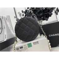 Chanel CLUTCH WITH CHAIN Lambskin Imitation Pearls & Gold-Tone Metal Black High