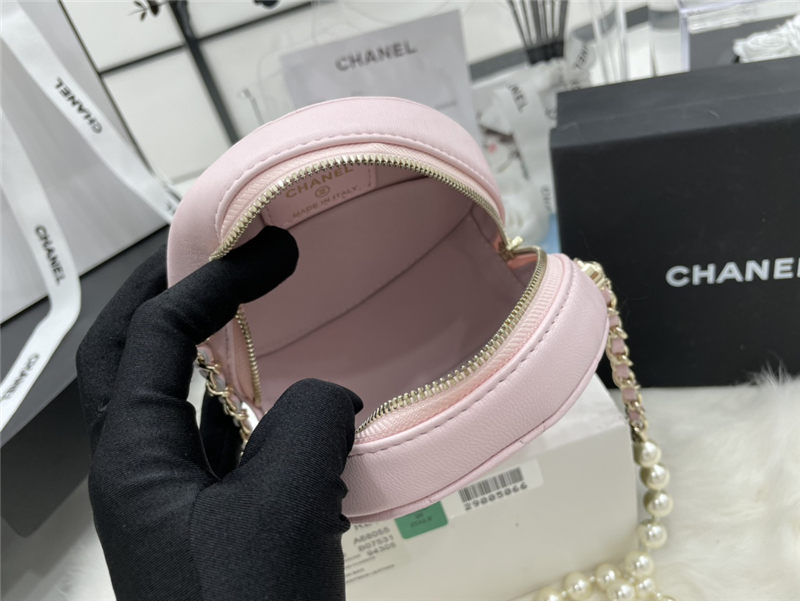 Chanel CLUTCH WITH CHAIN Lambskin Imitation Pearls & Gold-Tone Metal Pink High