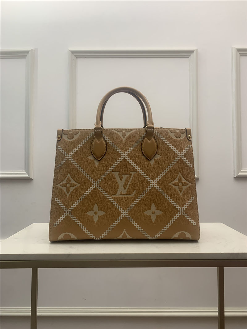 Louis Vuitton ONTHEGO MM Embroidered embossed supple grained cowhide leather M46015 High