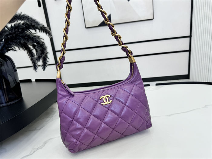 Chanel Hobo Handbag AS4912 Shiny Lambskin & Gold Metal A