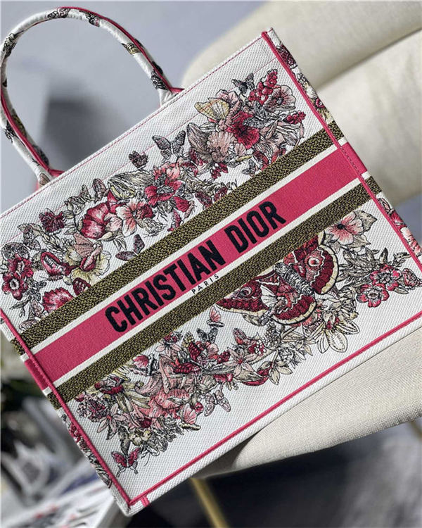 LARGE Dior BOOK TOTE Embroidery Butterfly High