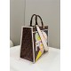 MEDIUM Fendi SUNSHINE FF glazed fabric shopper with inlay High