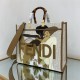 MEDIUM Fendi SUNSHINE FF glazed fabric shopper with inlay High