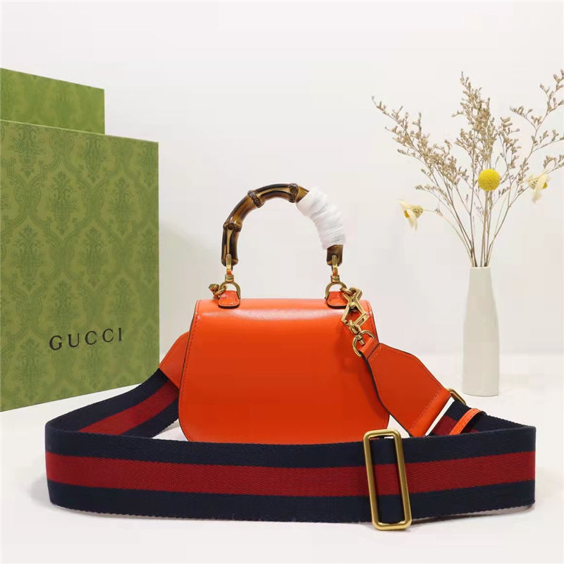 Gucci Bamboo 1947 mini top handle bag Orange-Red Leather 686864 High