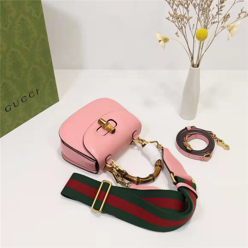 Gucci Bamboo 1947 mini top handle bag Pink Leather 686864 High