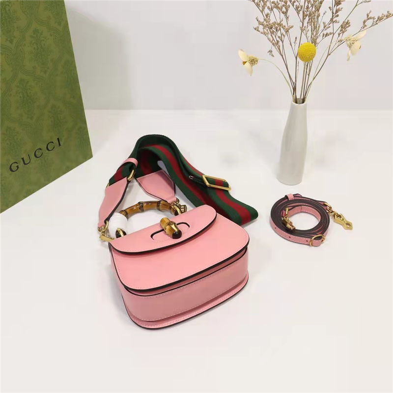 Gucci Bamboo 1947 mini top handle bag Pink Leather 686864 High