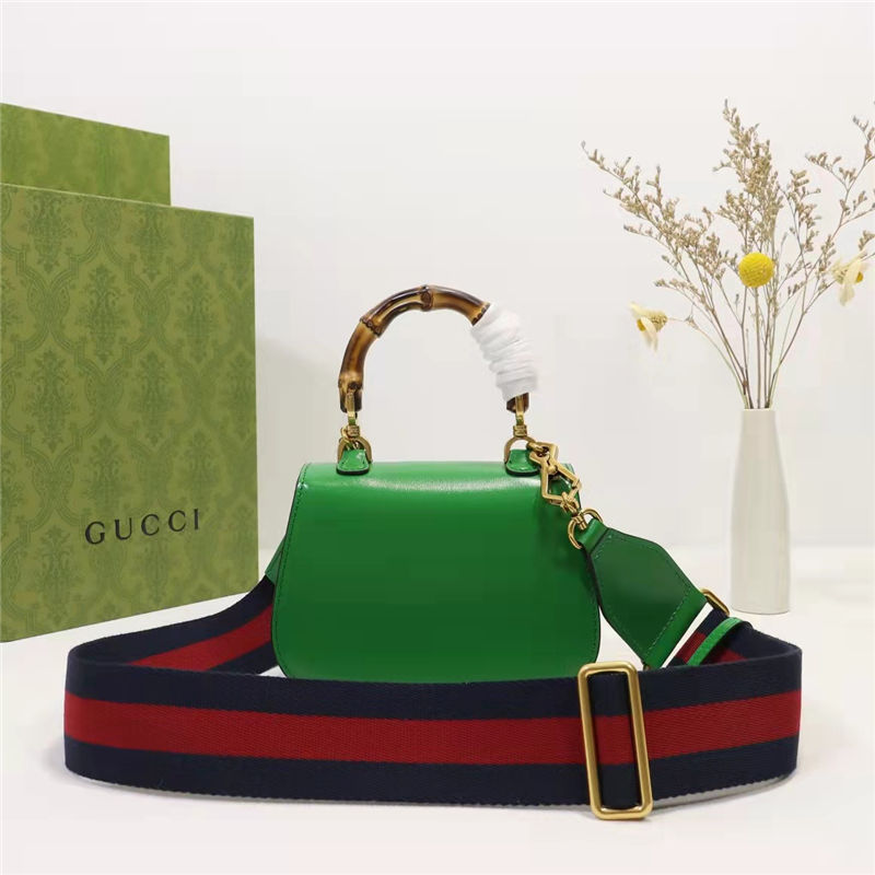 Gucci Bamboo 1947 mini top handle bag Green Leather 686864 High