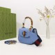 Gucci Bamboo 1947 mini top handle bag Blue Leather 686864 High