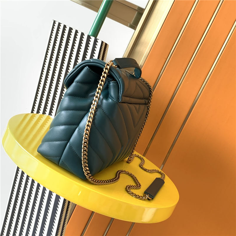 LOULOU SMALL IN MATELASSÉ “Y” LEATHER Gold-Tone SEA TURQUOISE High