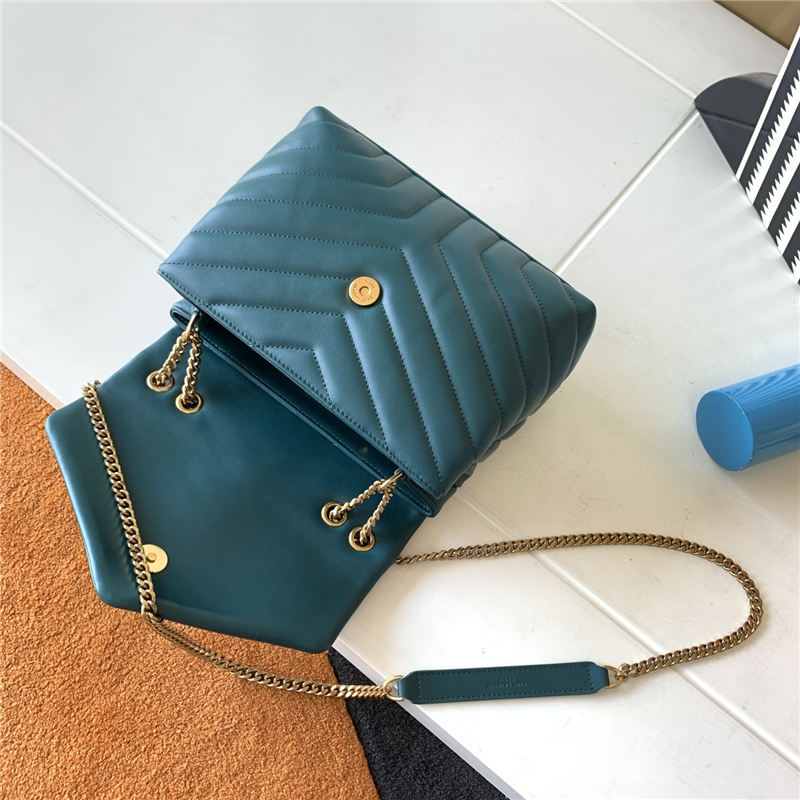 LOULOU SMALL IN MATELASSÉ “Y” LEATHER Gold-Tone SEA TURQUOISE High