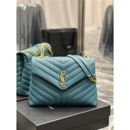 LOULOU MEDIUM IN MATELASSÉ “Y” LEATHER Gold-Tone SEA TURQUOISE High