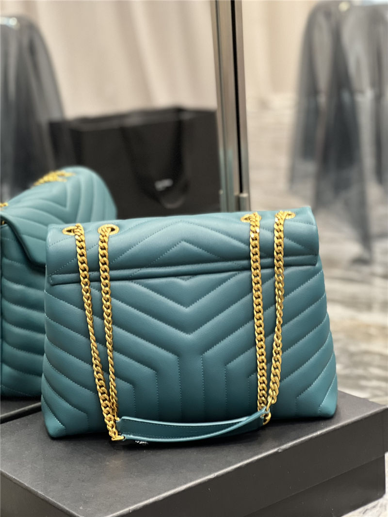 LOULOU MEDIUM IN MATELASSÉ “Y” LEATHER Gold-Tone SEA TURQUOISE High