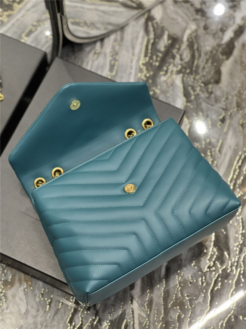 LOULOU MEDIUM IN MATELASSÉ “Y” LEATHER Gold-Tone SEA TURQUOISE High