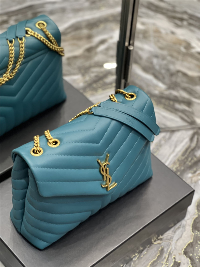 LOULOU MEDIUM IN MATELASSÉ “Y” LEATHER Gold-Tone SEA TURQUOISE High