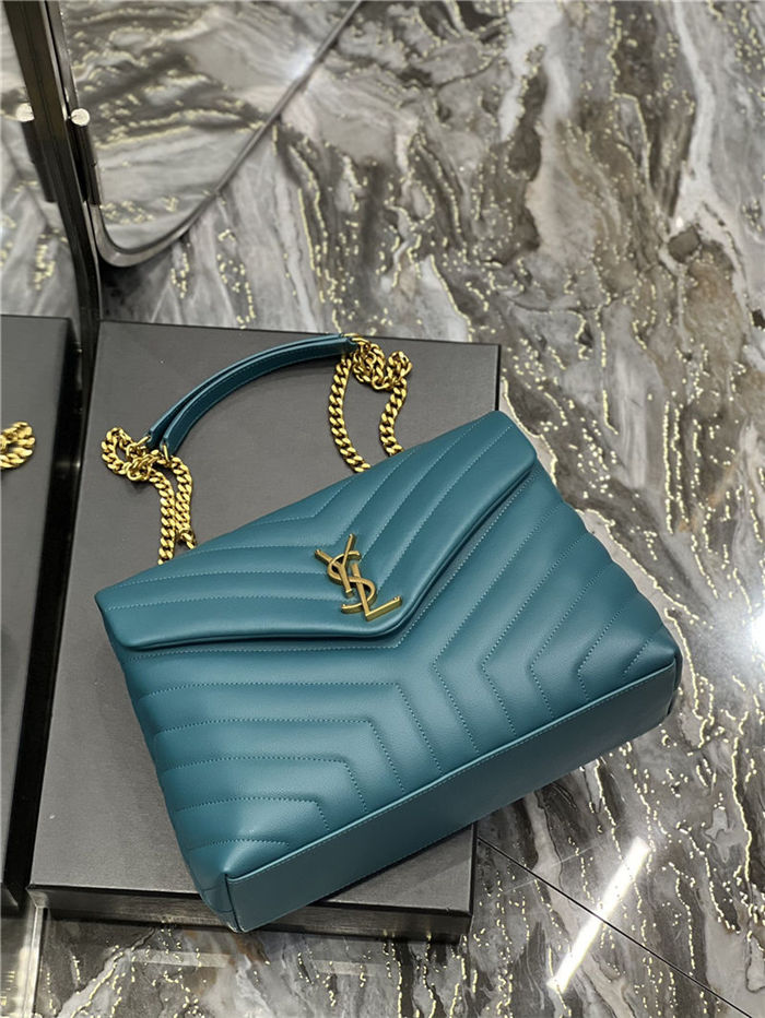 LOULOU MEDIUM IN MATELASSÉ “Y” LEATHER Gold-Tone SEA TURQUOISE High