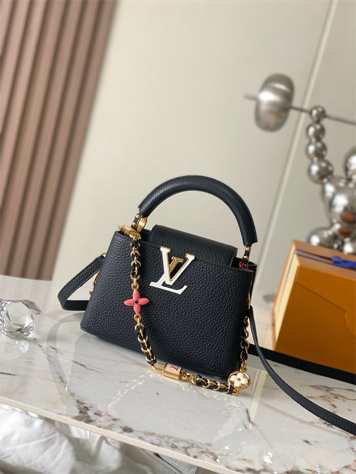 Louis Vuitton Capucines Mini Bag Taurillon Leather M23591 Black High