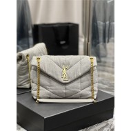 LOULOU PUFFER MEDIUM BAG IN QUILTED JERSEY AND SMOOTH LEATHER High