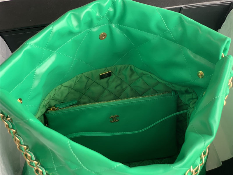 Chanel 22 SMALL HANDBAG Shiny Calfskin & Gold-Tone Metal AS3260 Green High