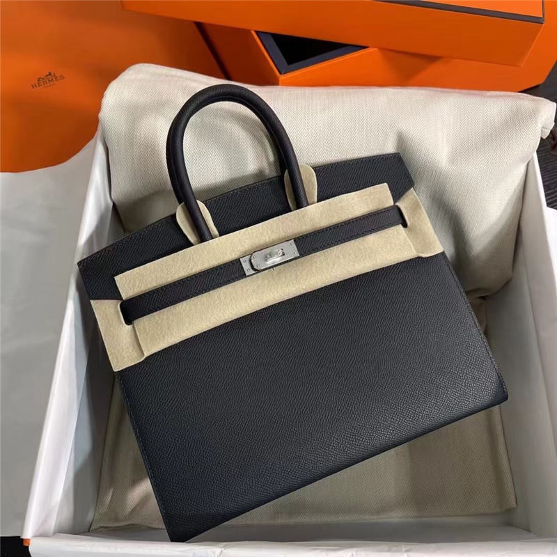 Hermes Birkin Sellier Bag 25/30cm Epsom Leather WAX Black Silver-Metal High