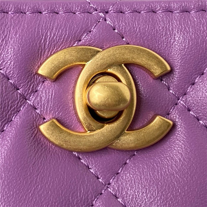 SMALL HOBO HANDBAG Lambskin & Gold-Tone Metal AS3259 Purple A