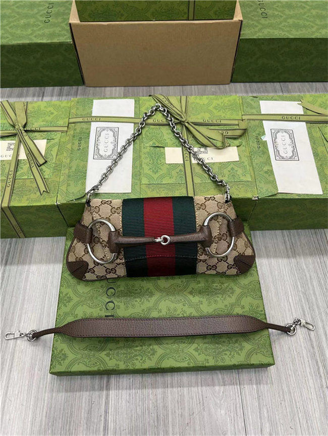 Gucci HORSEBIT CHAIN SMALL SHOULDER BAG Original GG canvas 764339 High