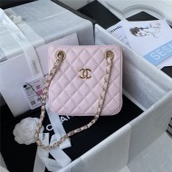 Chanel BUCKET BAG AS3176 Grained Calfskin Gold-Tone Metal Pink A