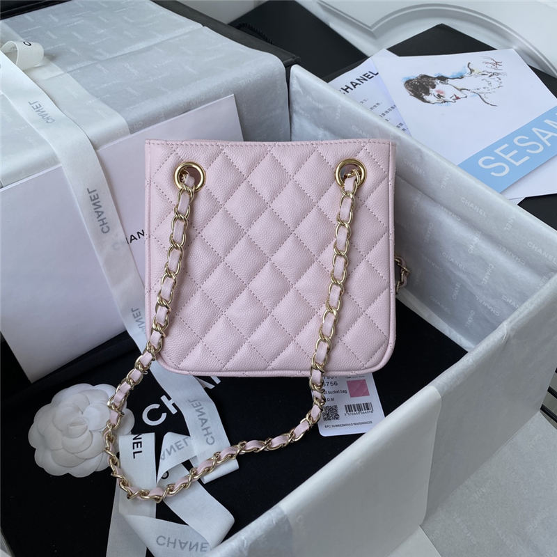 Chanel BUCKET BAG AS3176 Grained Calfskin Gold-Tone Metal Pink A