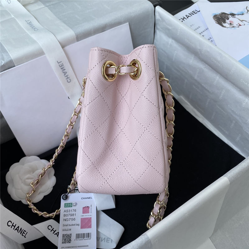 Chanel BUCKET BAG AS3176 Grained Calfskin Gold-Tone Metal Pink A