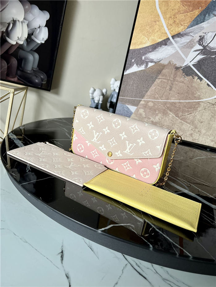 Louis Vuitton FÉLICIE POCHETTE Monogram Empreinte Beige/Pink High