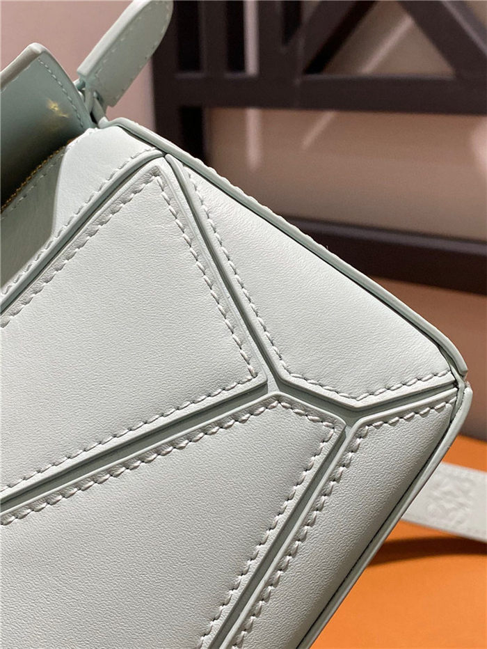 Mini Puzzle bag in satin calfskin Aquamarine High