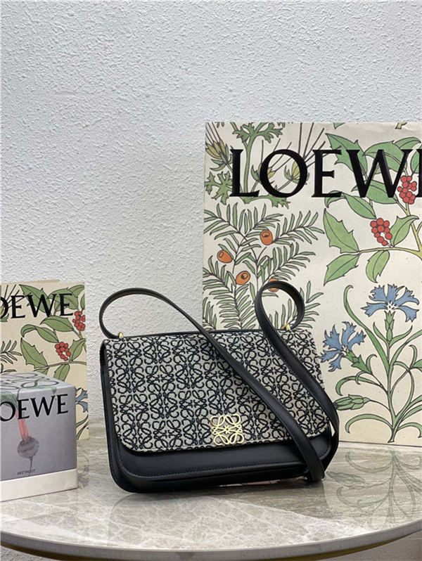 Goya bag in Anagram jacquard and calfskin Black High