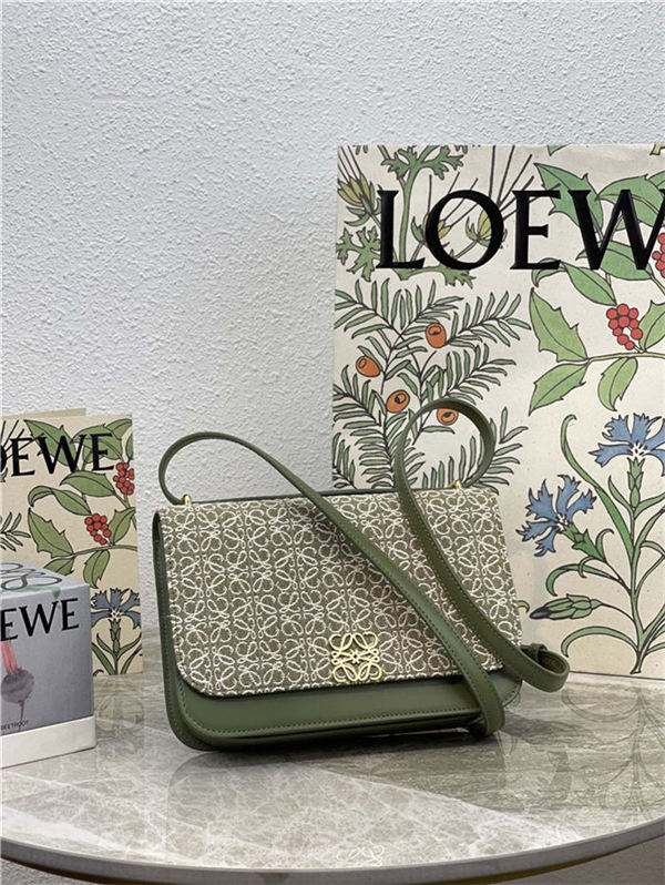 Goya bag in Anagram jacquard and calfskin Green High