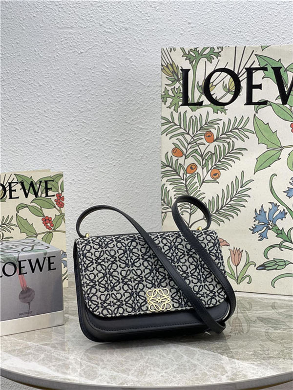 Small Goya bag in Anagram jacquard and calfskin Black High