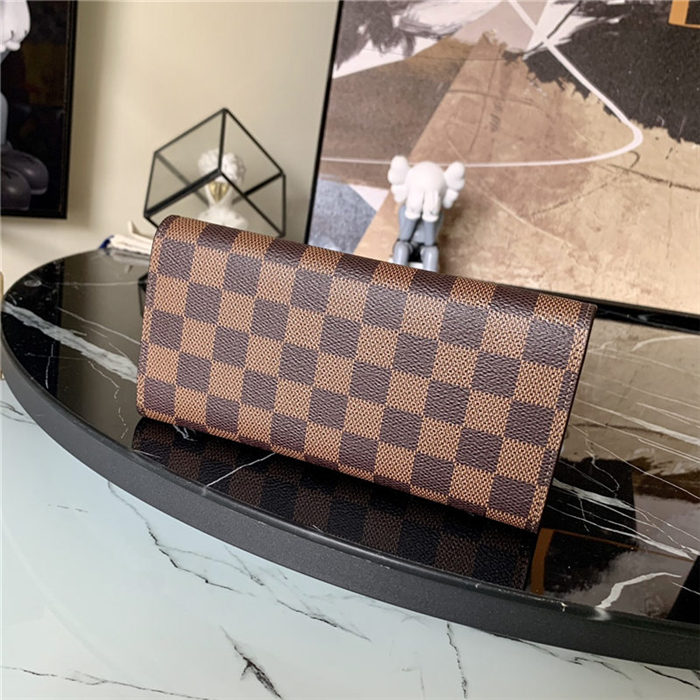 Louis Vuitton Emilie Wallet Damier Ebene Red High