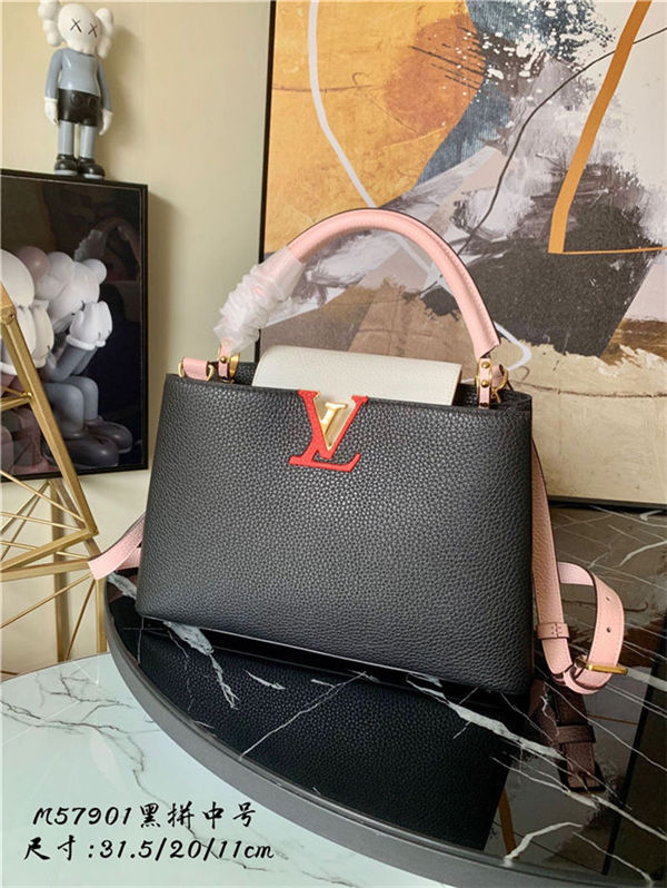 Louis Vuitton CAPUCINES MM Taurillon Black M57901 High