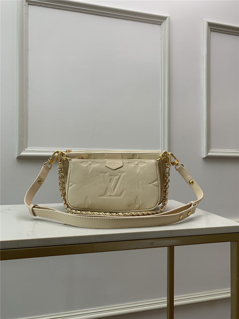 Louis Vuitton MULTI POCHETTE ACCESSOIRES Embossed supple grained cowhide leather M80447 Cream High