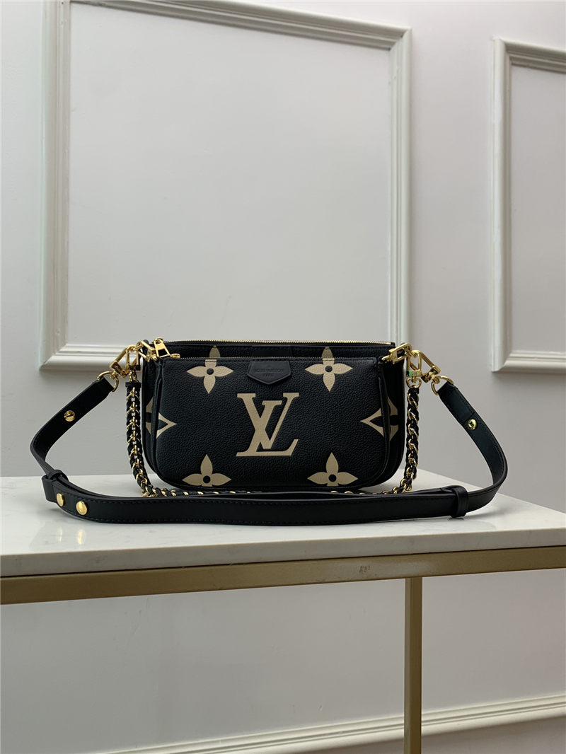 Louis Vuitton MULTI POCHETTE ACCESSOIRES Embossed supple grained cowhide leather M45777 Black/Cream High