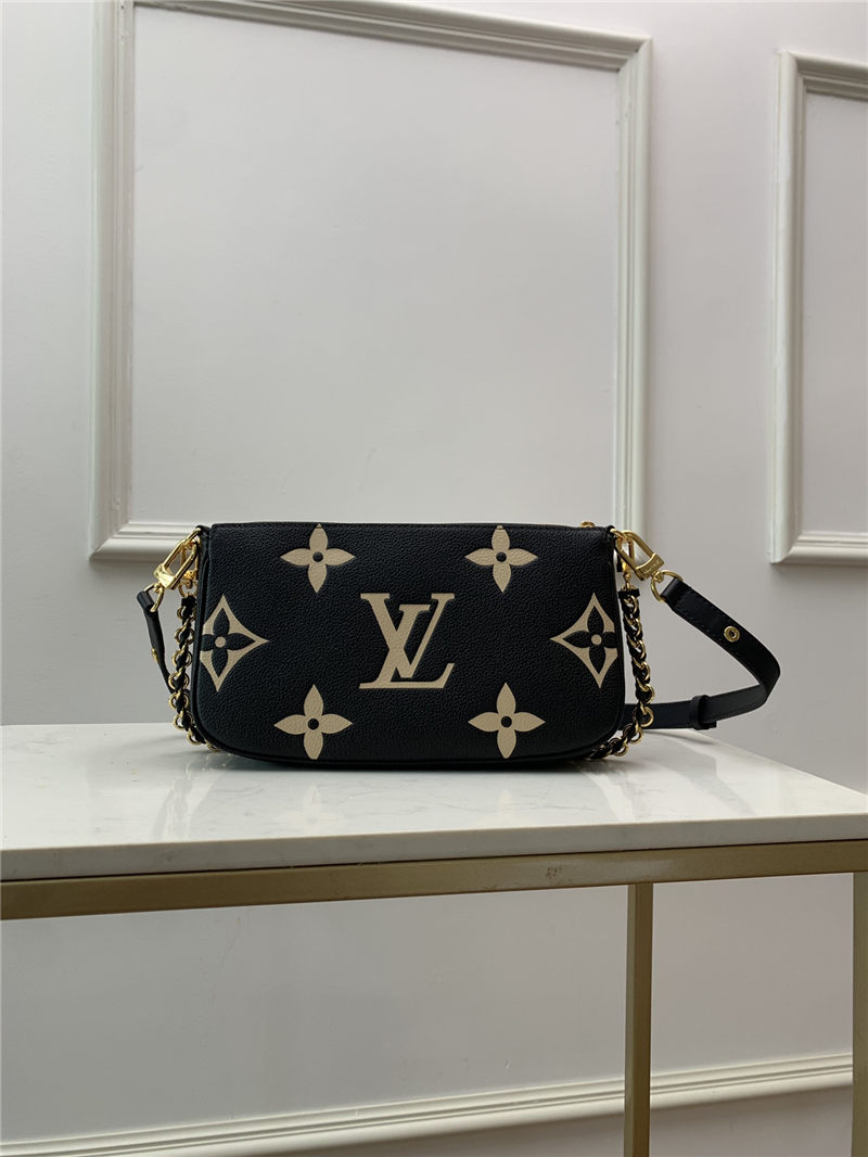 Louis Vuitton MULTI POCHETTE ACCESSOIRES Embossed supple grained cowhide leather M45777 Black/Cream High