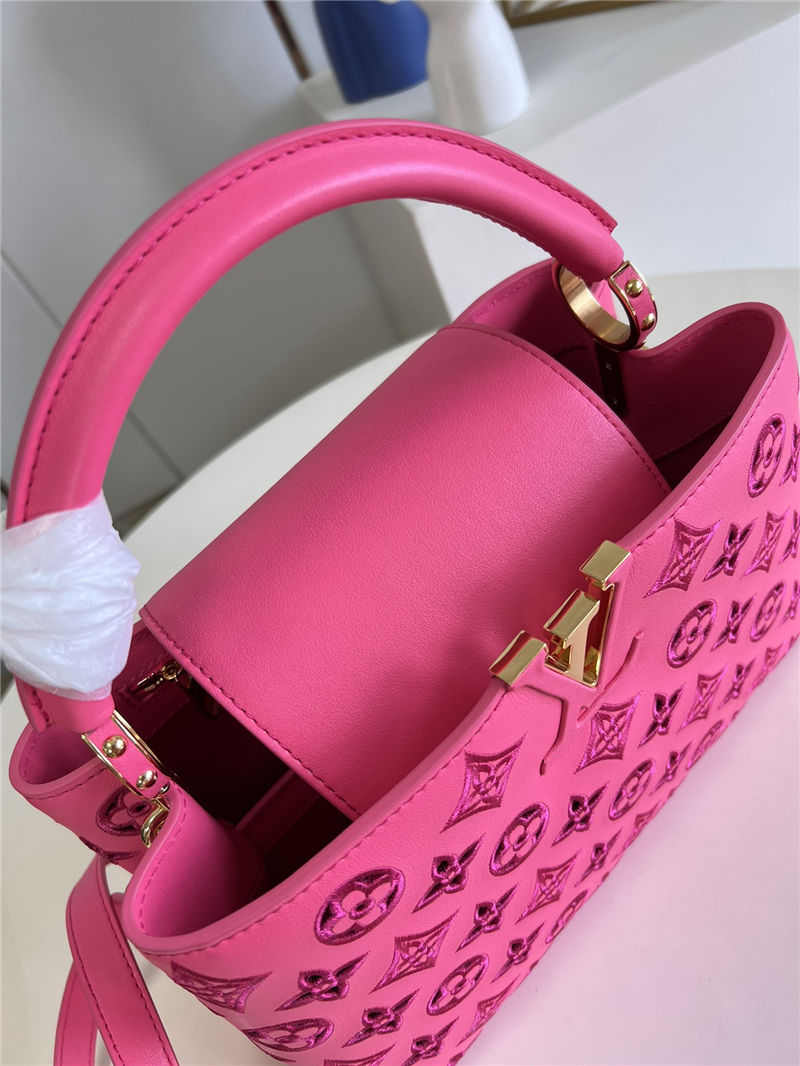 Louis Vuitton Capucines MM Calfskin leather embroidery Pink M22922/M22863 High