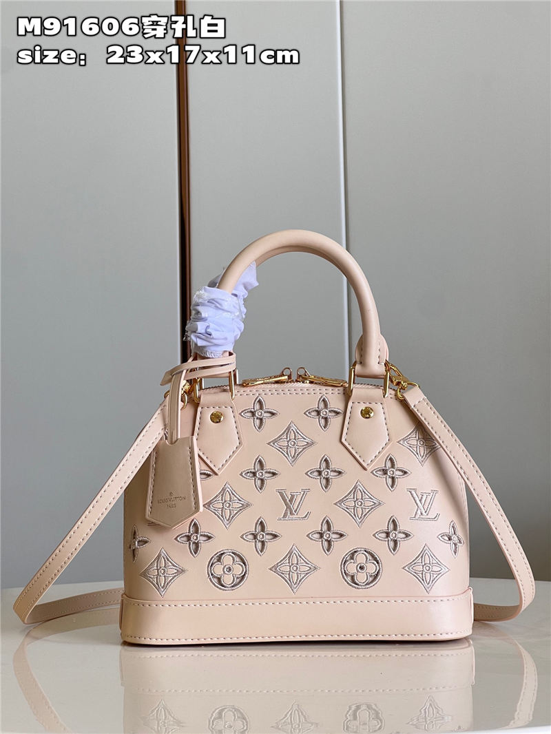 Louis Vuitton Alma BB Bag Calfskin Monogram Embroidrey M22878 Beige High